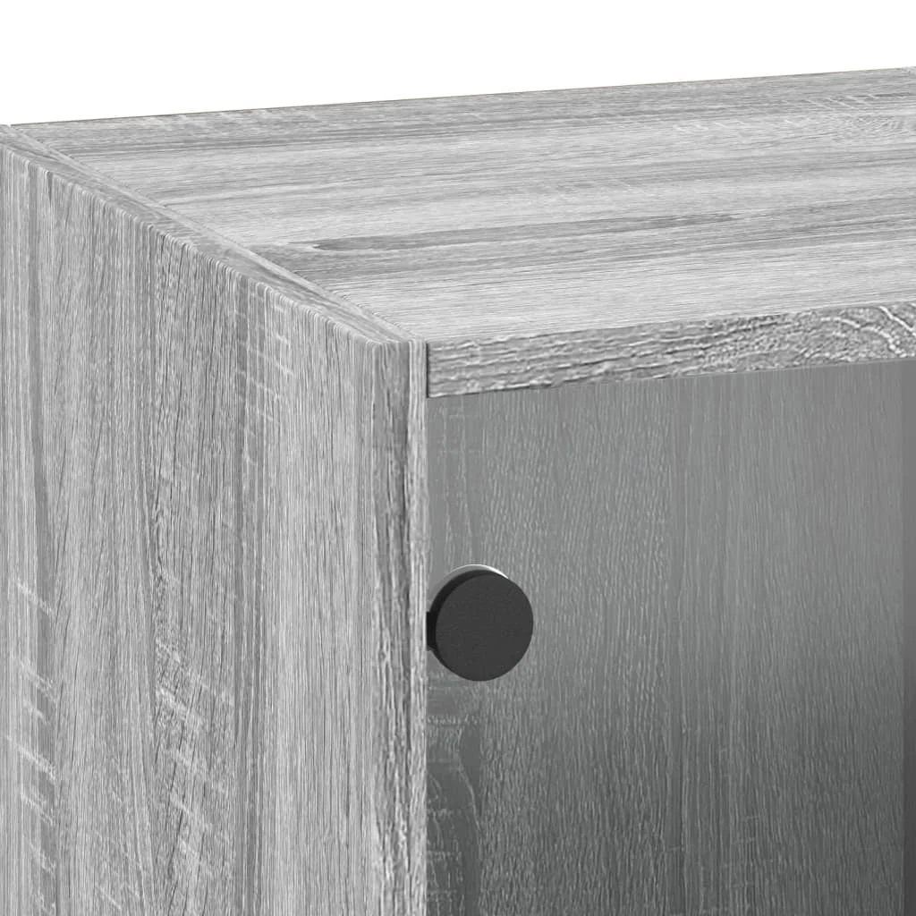 Bočná skrinka so sklenenými dvierkami sivá sonoma 35x37x100 cm