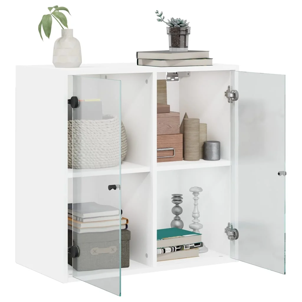 Bočná skrinka so sklenenými dvierkami biela 68x37x68,5 cm