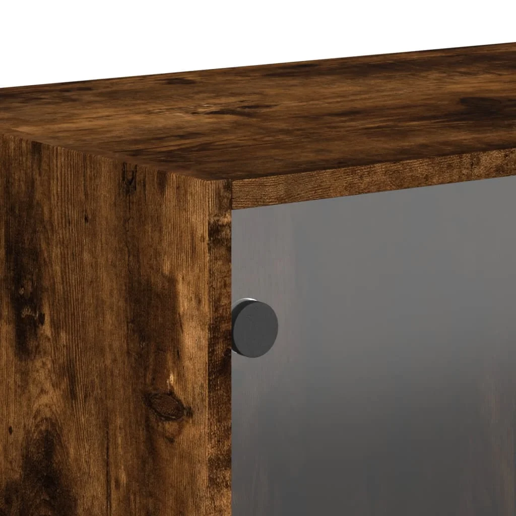 Bočná skrinka so sklenenými dvierkami dymový dub 68,5x37x35 cm