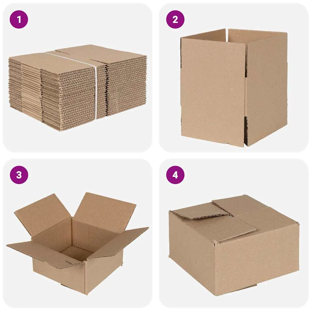 Skladací box s úložiskom 50 pcs Prírodná 15 x 15 x 8 cm Kartón