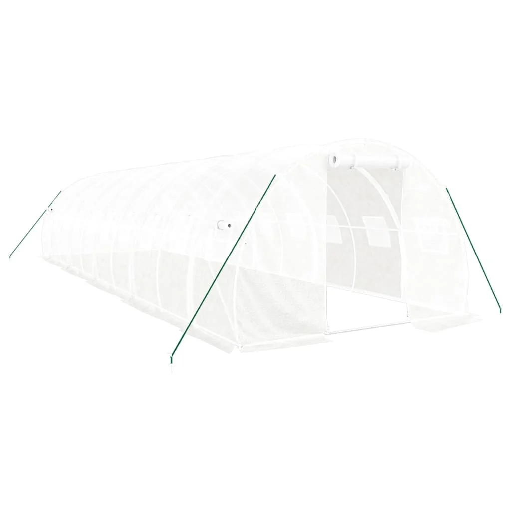 Fóliovník s oceľovým rámom biely 30 m² 10x3x2 m