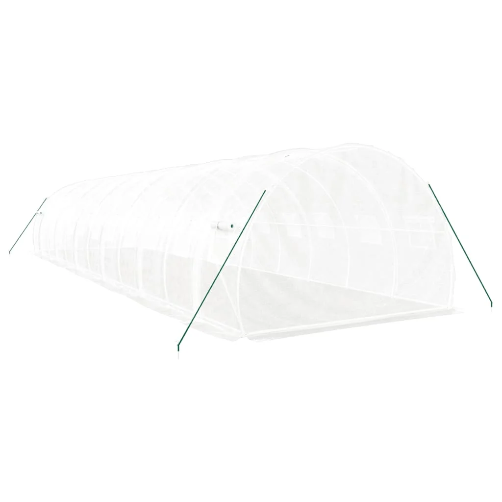 Fóliovník s oceľovým rámom biely 36 m² 12x3x2 m