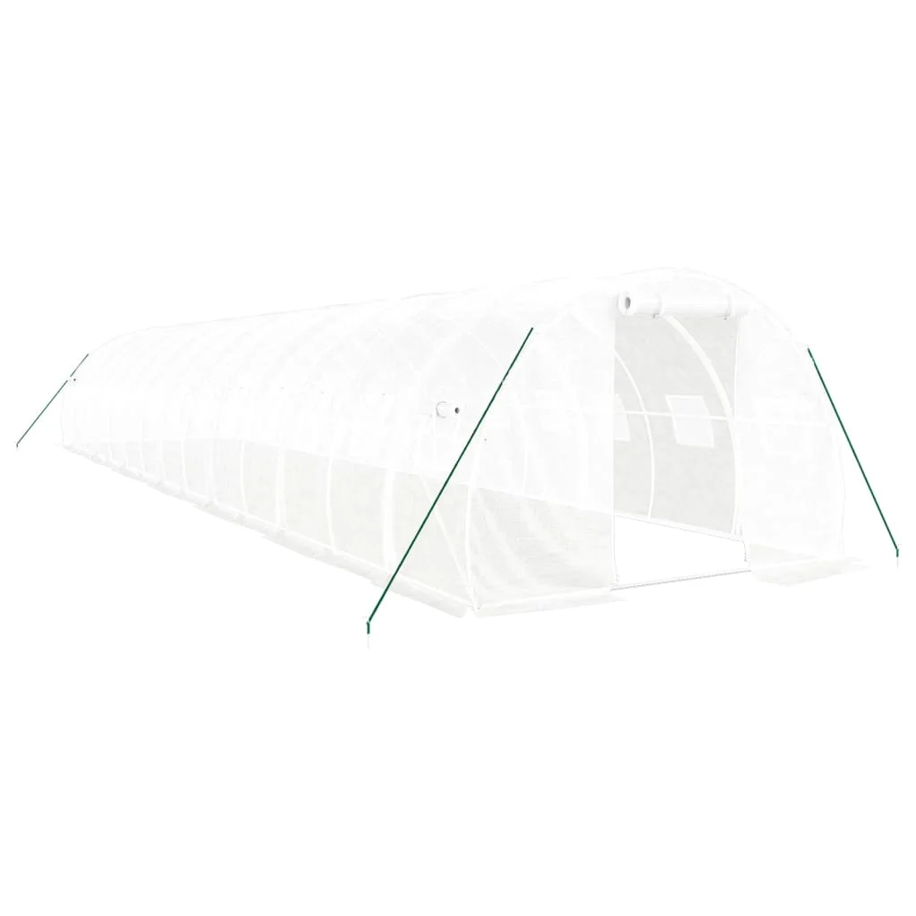 Fóliovník s oceľovým rámom biely 42 m² 14x3x2 m