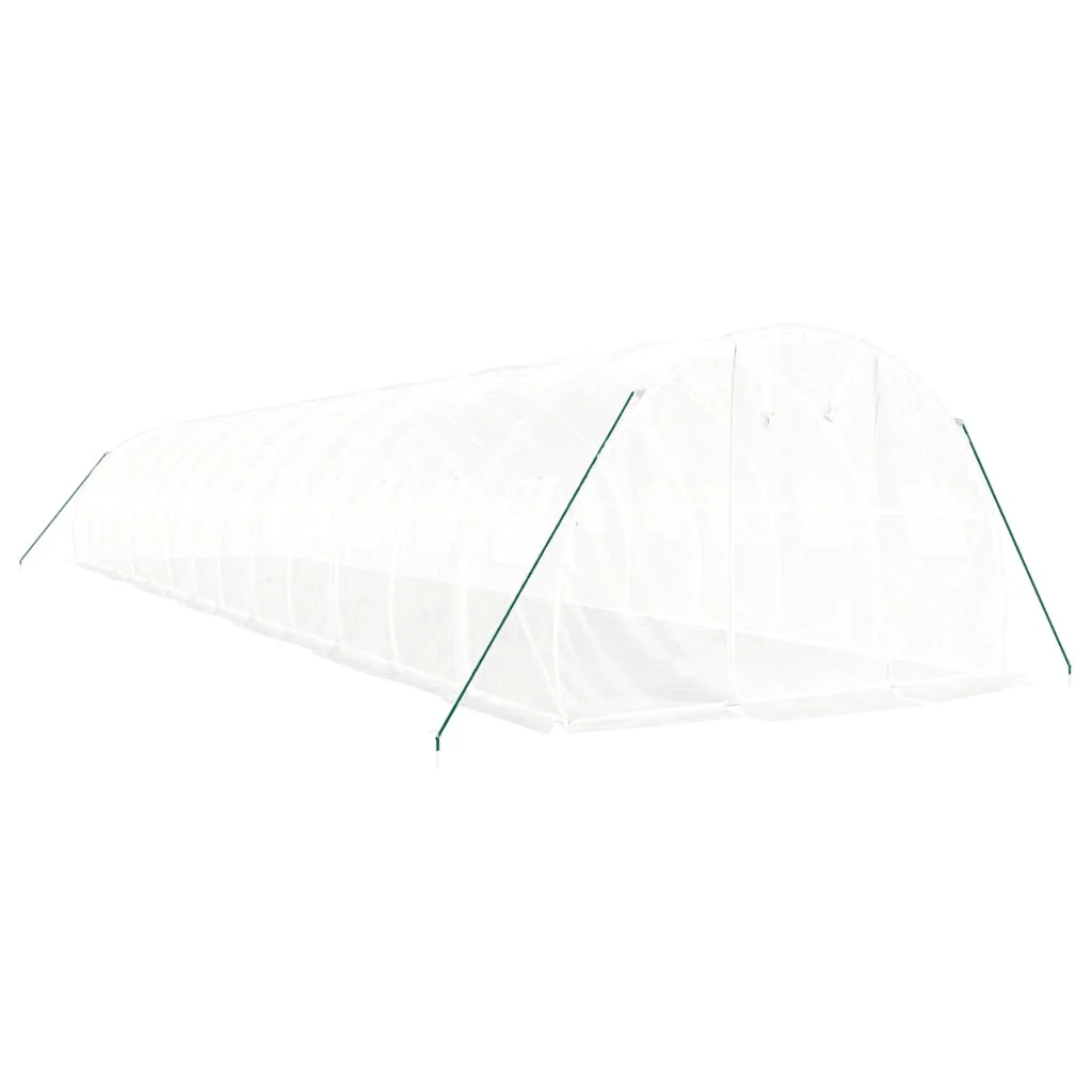 Fóliovník s oceľovým rámom biely 42 m² 14x3x2 m