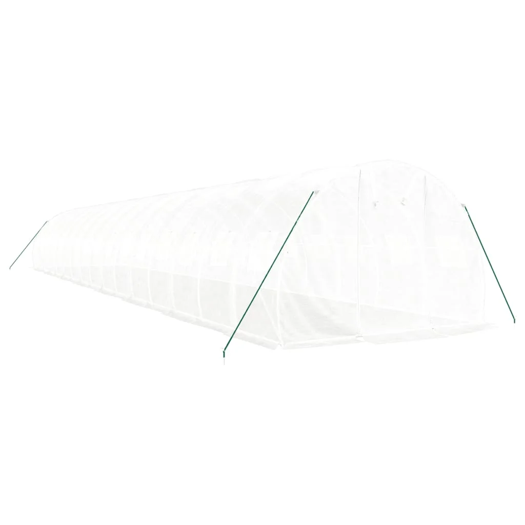 Fóliovník s oceľovým rámom biely 48 m² 16x3x2 m