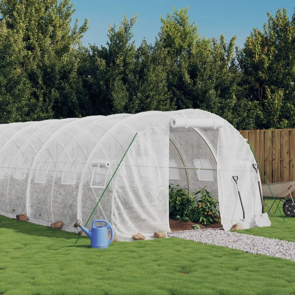 Fóliovník s oceľovým rámom biely 54 m² 18x3x2 m
