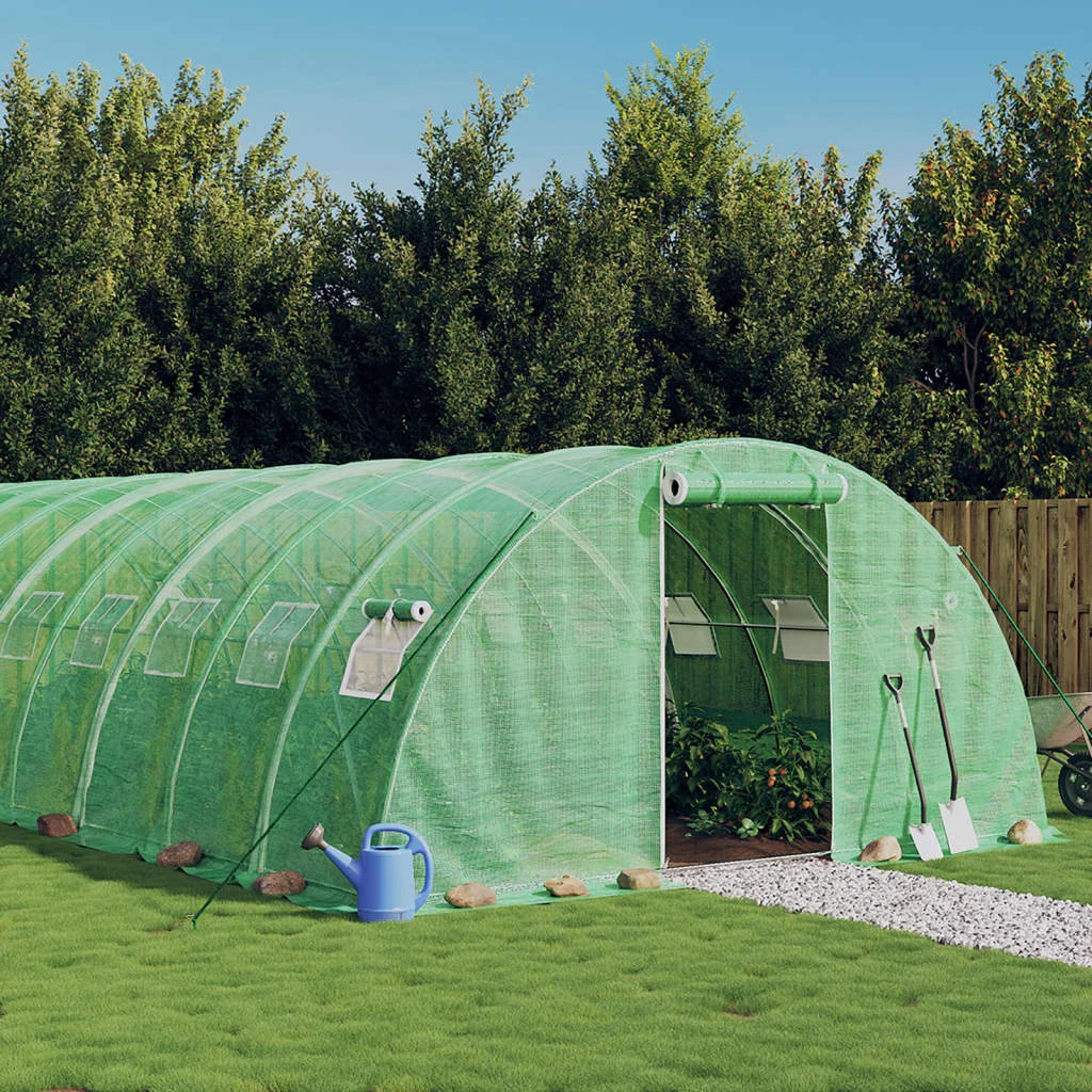 Fóliovník s oceľovým rámom zelený 24 m² 6x4x2 m