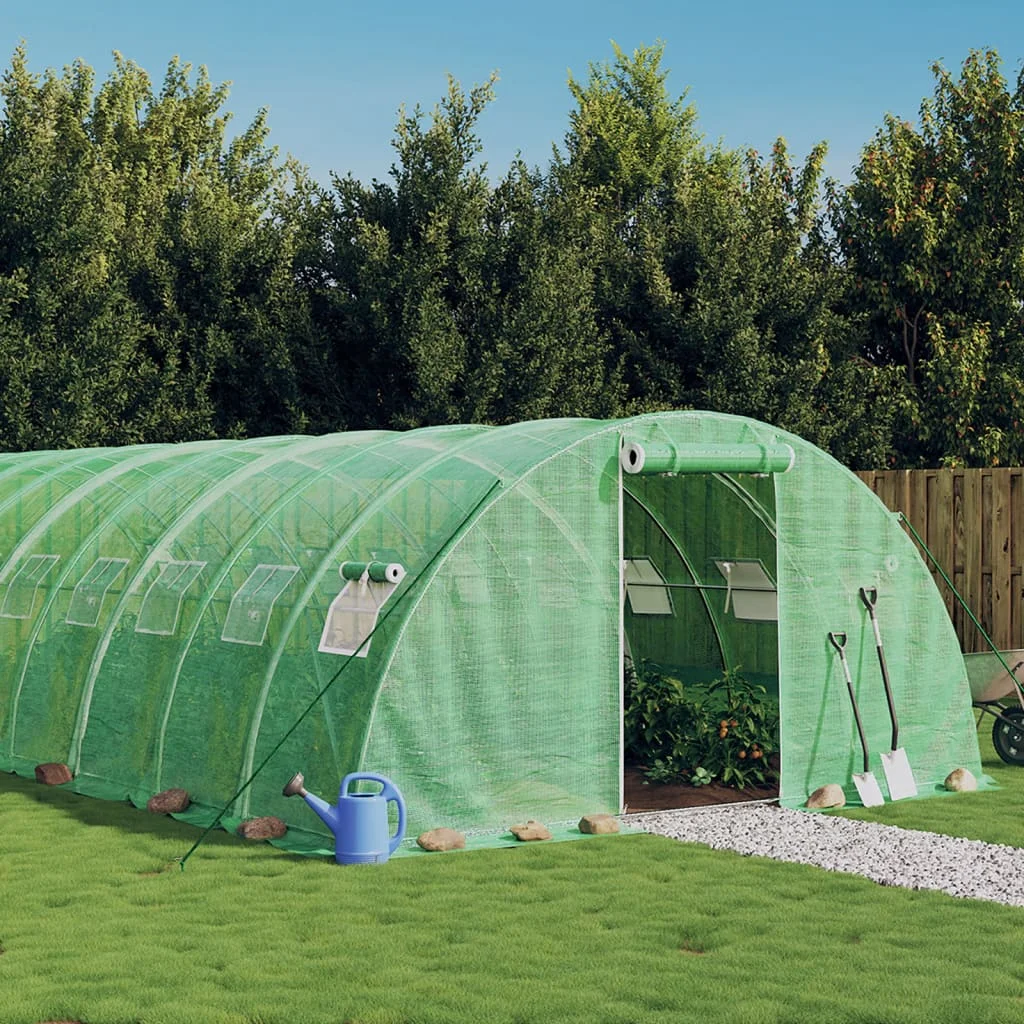 Fóliovník s oceľovým rámom zelený 32 m² 8x4x2 m