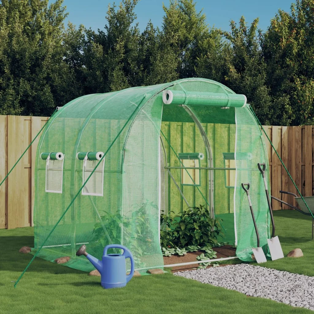 Fóliovník s oceľovým rámom zelený 4 m² 2x2x2 m