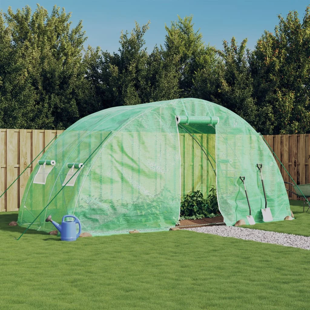 Fóliovník s oceľovým rámom zelený 10 m² 5x2x2,3 m