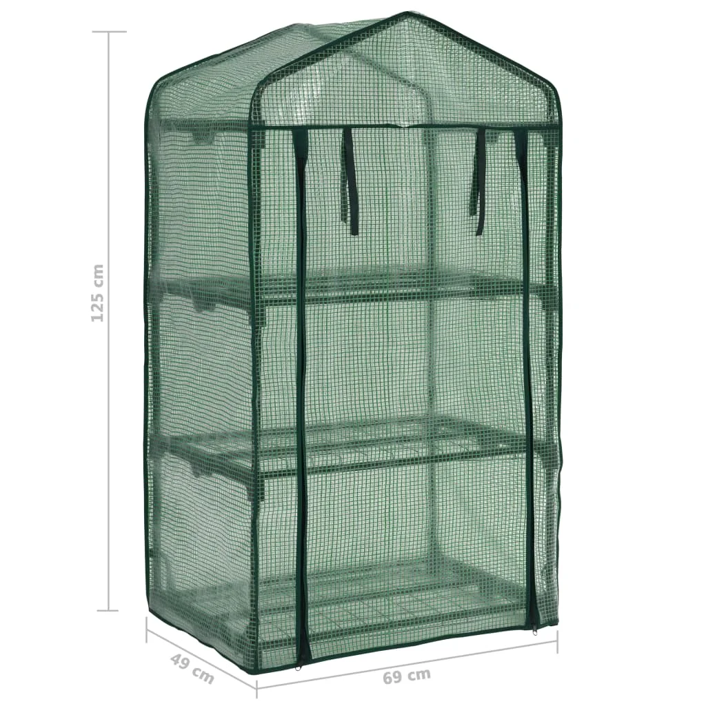 3-regálov mini skleník 69x49x125 cm