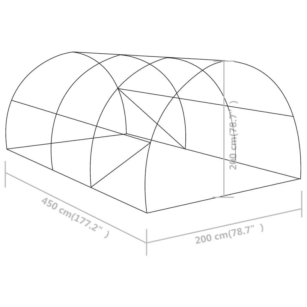 Skleník 9 m² 4,5x2x2 cm