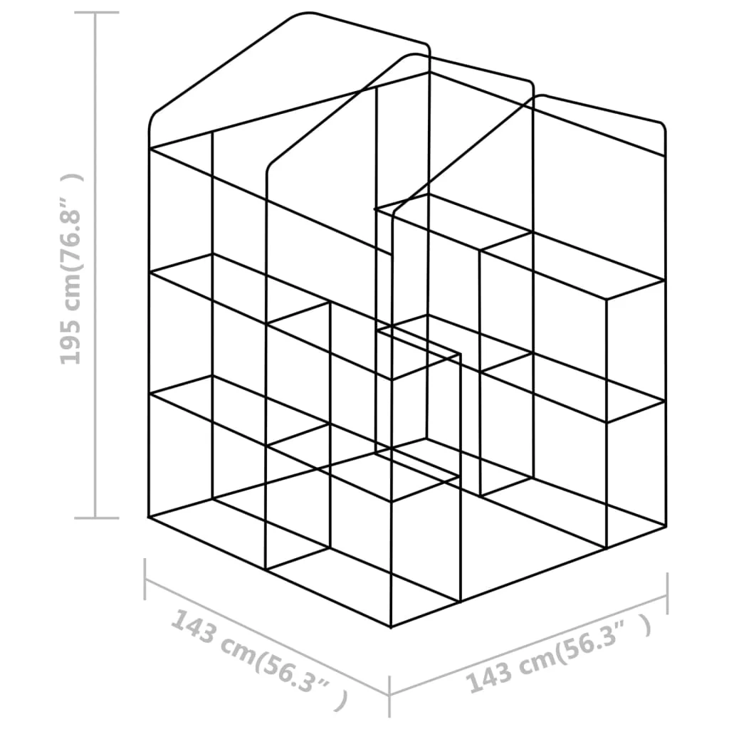 Skleník s policami, oceľ 143x143x195 cm