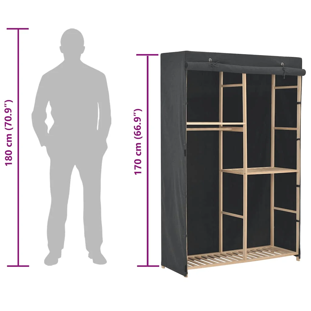 3-poschodový šatník sivý 110x40x170 cm látkový