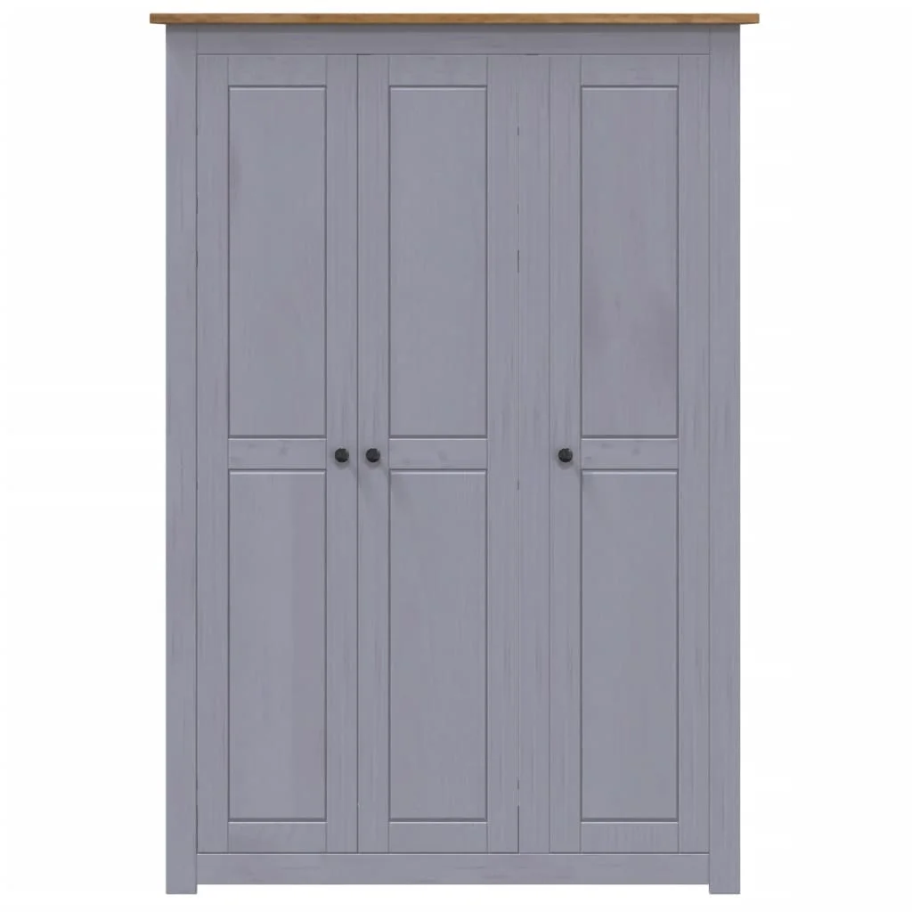 3-dverový šatník sivý 118x50x171,5 cm borovicové drevo Panama Range