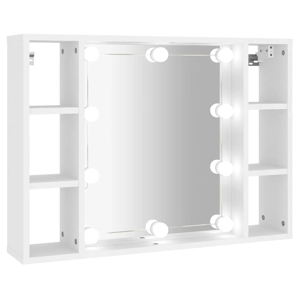 Zrkadlová skrinka s LED biela 76x15x55 cm