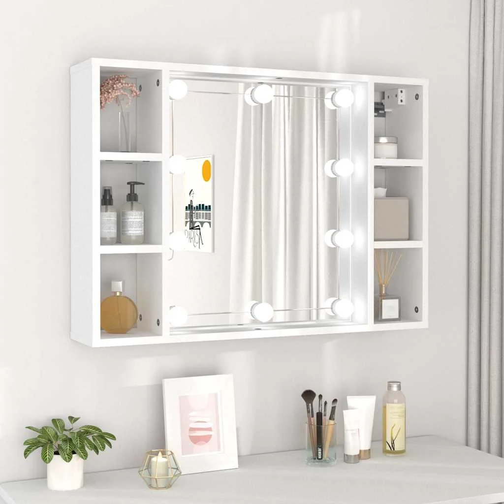 Zrkadlová skrinka s LED biela 76x15x55 cm