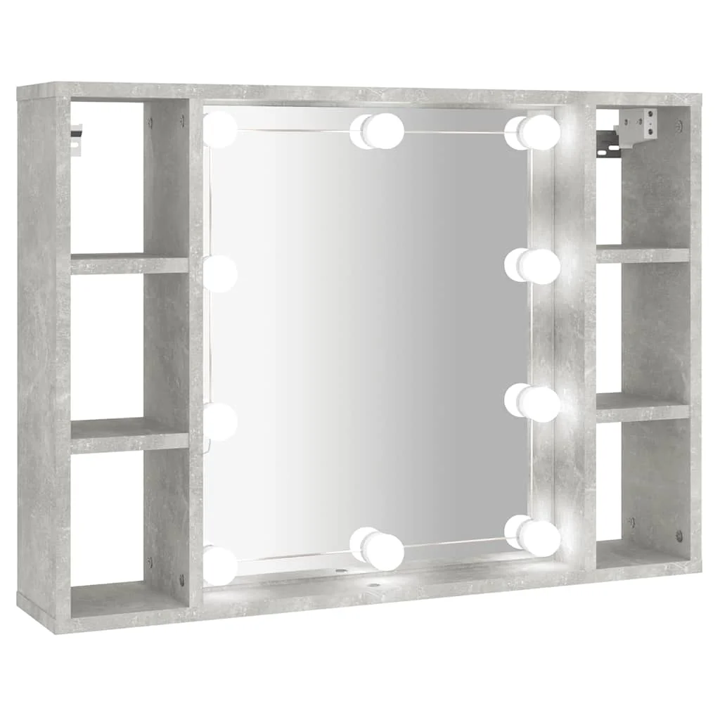 Zrkadlová skrinka s LED betónová sivá 76x15x55 cm