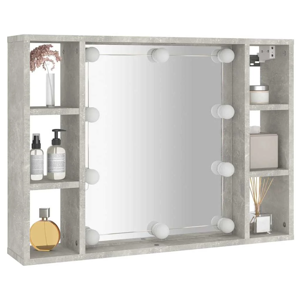 Zrkadlová skrinka s LED betónová sivá 76x15x55 cm