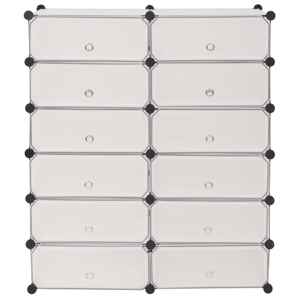 Botník s 12 priehradkami a s dvierkami, biely