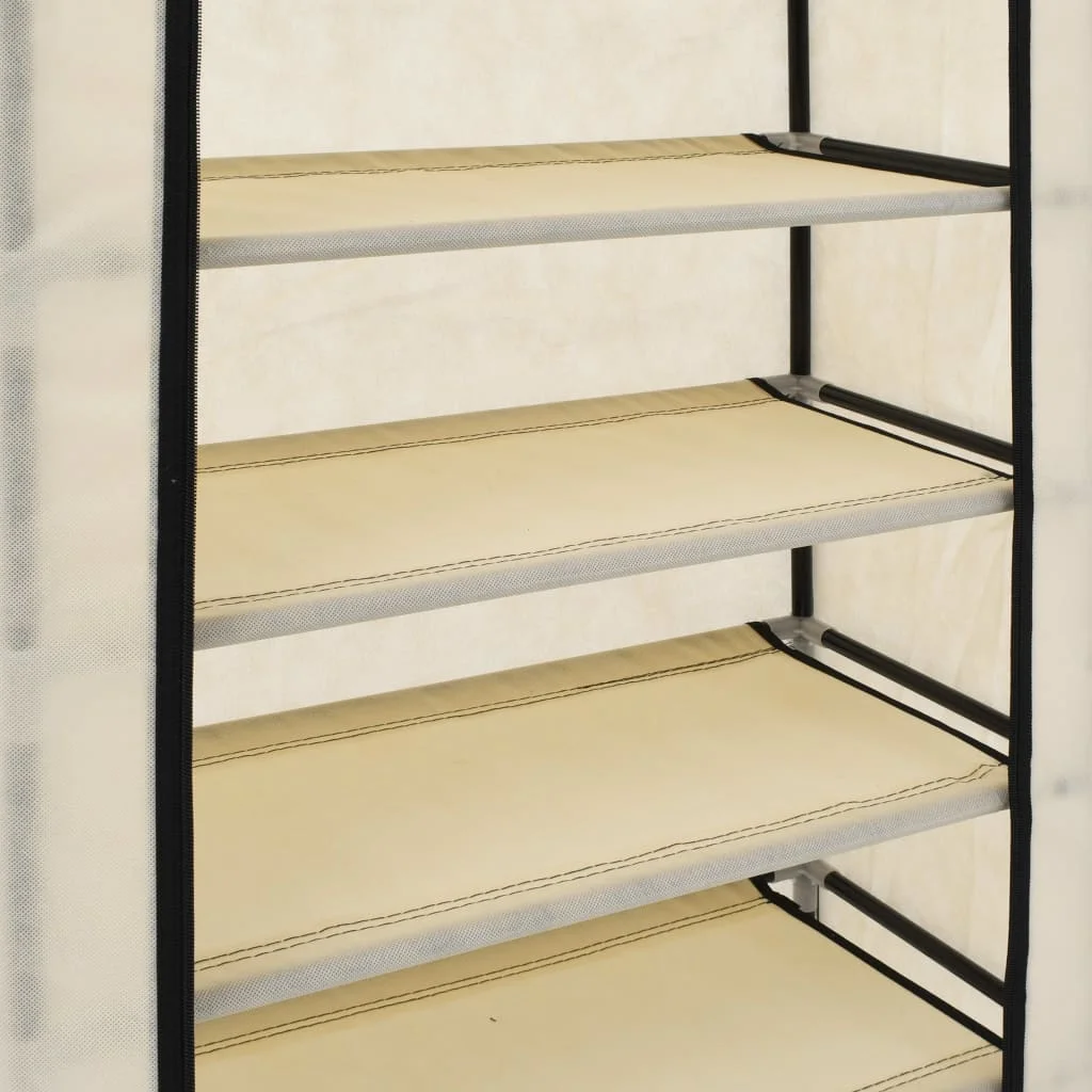 Regál na topánky s krytom, krémový 58x28x106 cm, látka
