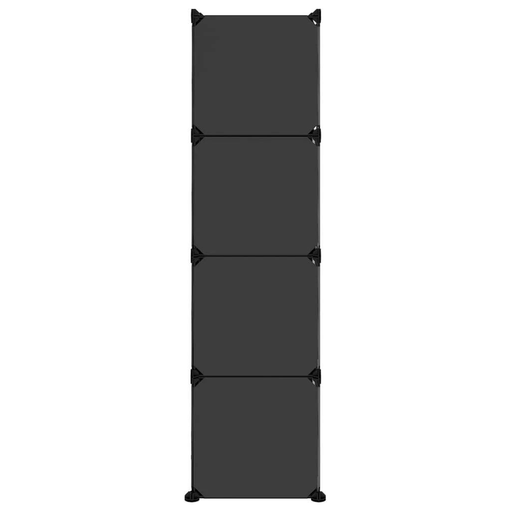 Úložný kockovaný organizér s 12 kockami a dverami čierny PP