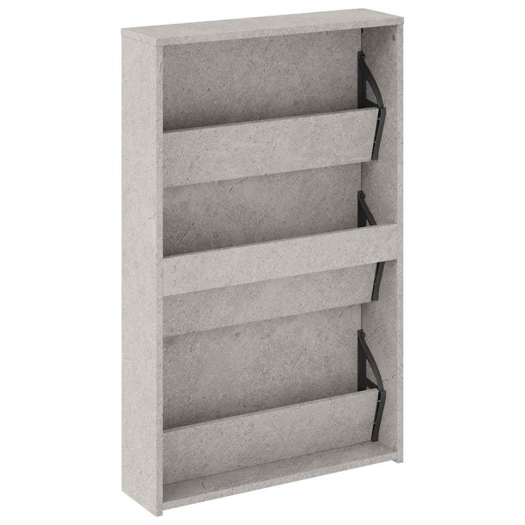 Botník so zrkadlom 3-poschodový betónovosivý 63 x 17 x 102,5 cm