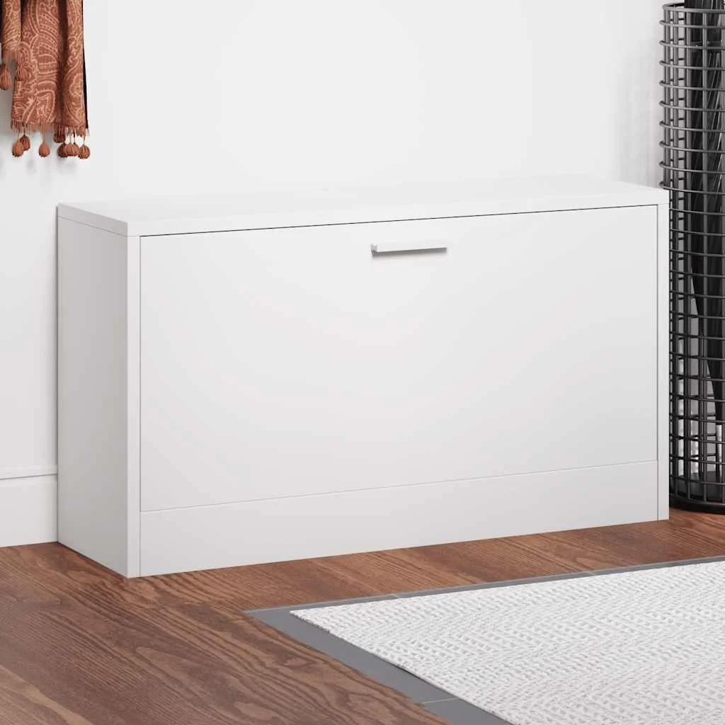 Lavica na topánky, lesklá biela, 80x24x45 cm, z umelého dreva