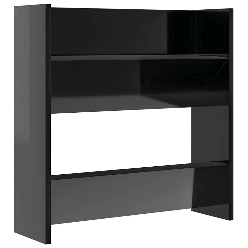 Nástenné skrinky na topánky 4 ks, lesklé čierne 60x18x60 cm