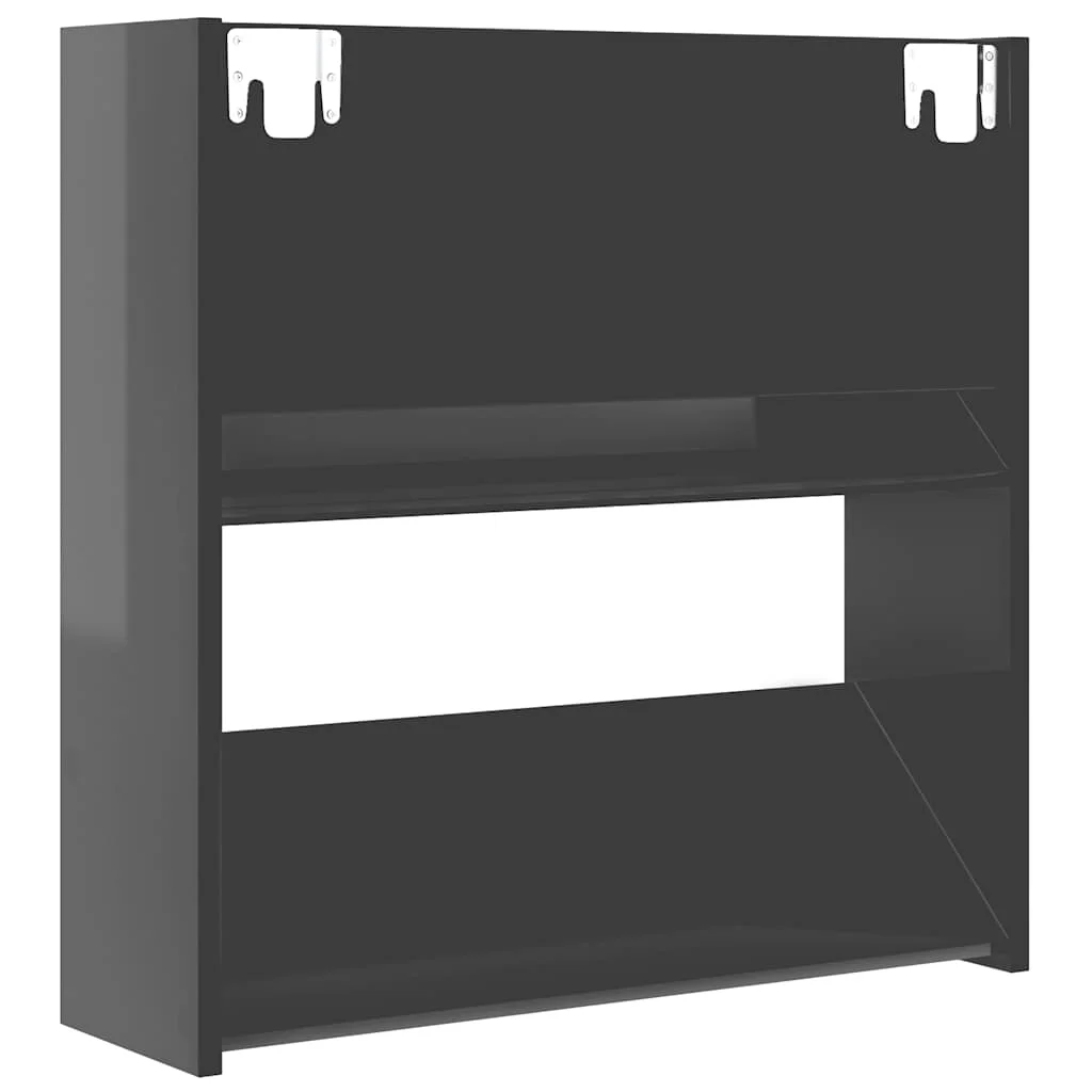Nástenné skrinky na topánky 2 ks, lesklé sivé 60x18x60 cm