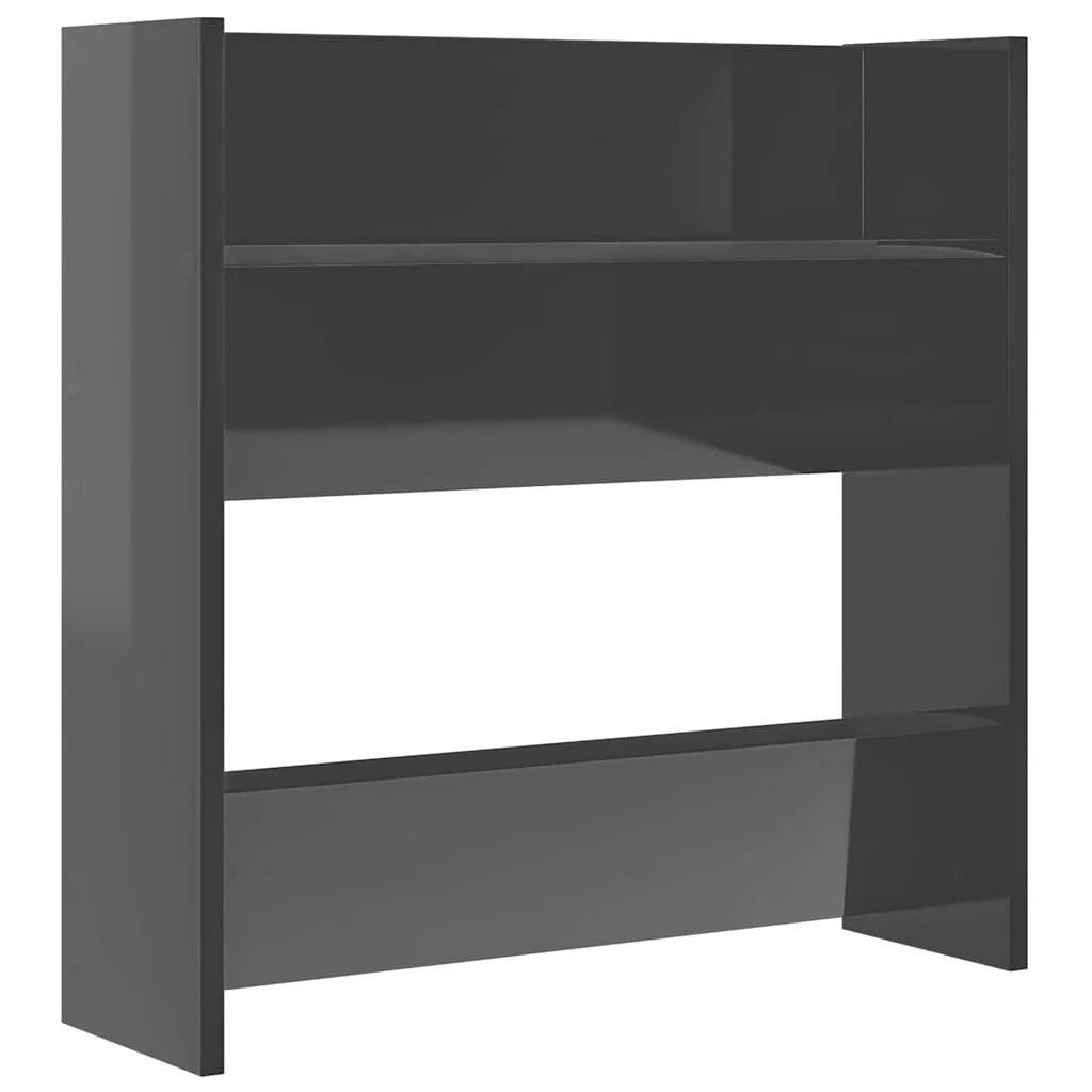 Nástenné skrinky na topánky 4 ks, lesklé sivé 60x18x60 cm