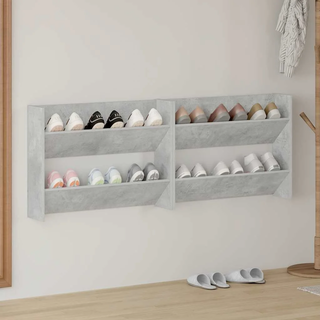 Nástenné skrinky na topánky 2 ks, betónovo sivé 80x18x60 cm