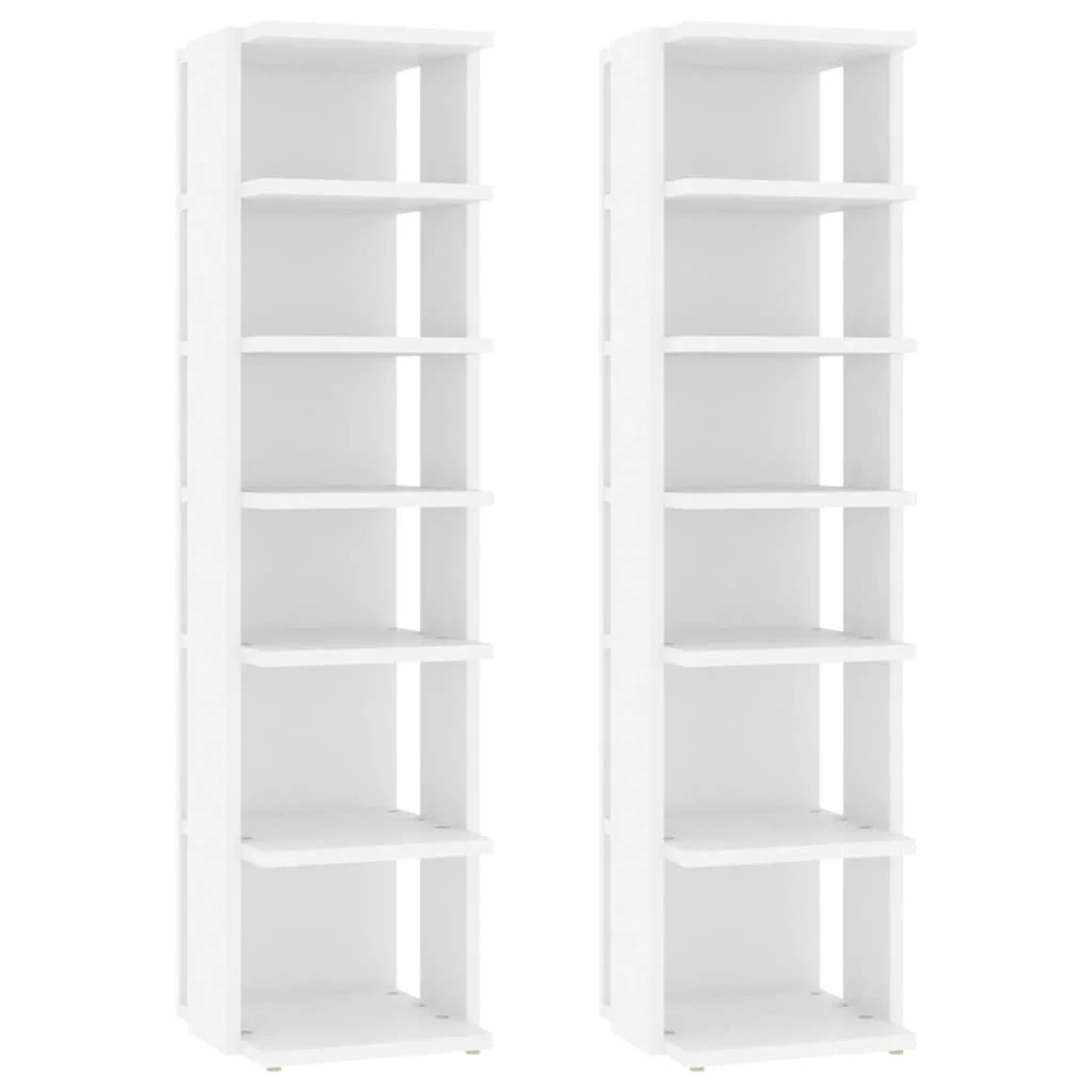 Skrinky na topánky 2 ks biele 27,5x27x102 cm spracované drevo