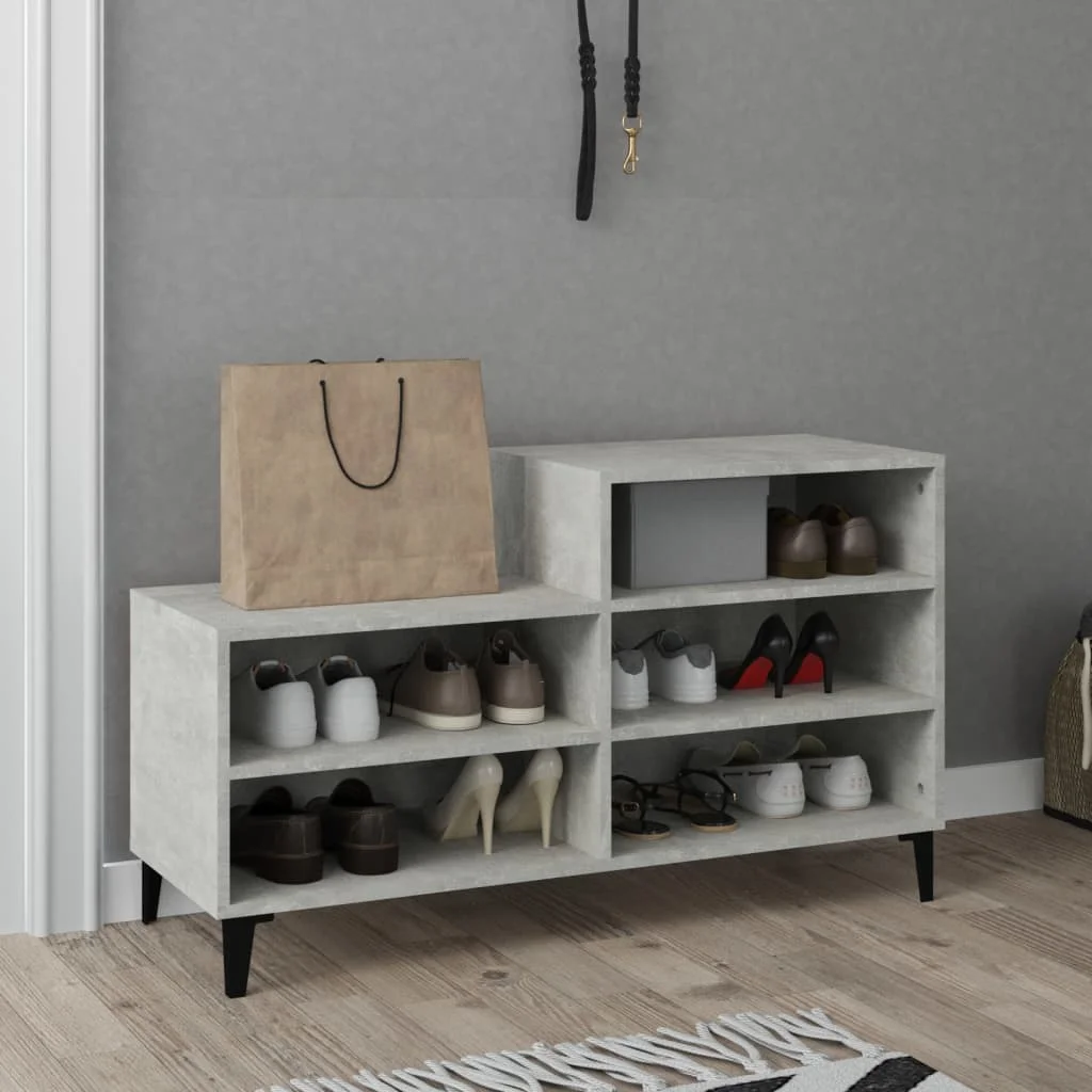 Botník betónovo sivý 102x36x60 cm spracované drevo