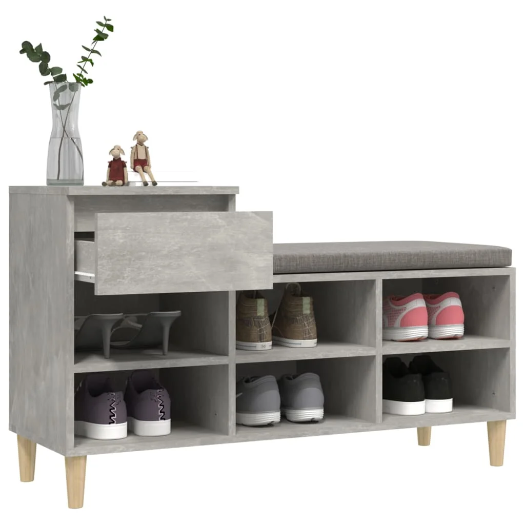 Botník betónovo sivý 102x36x60 cm spracované drevo