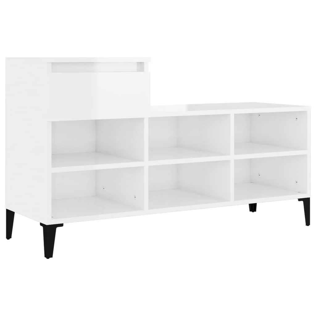 Botník lesklý biely 102x36x60 cm spracované drevo