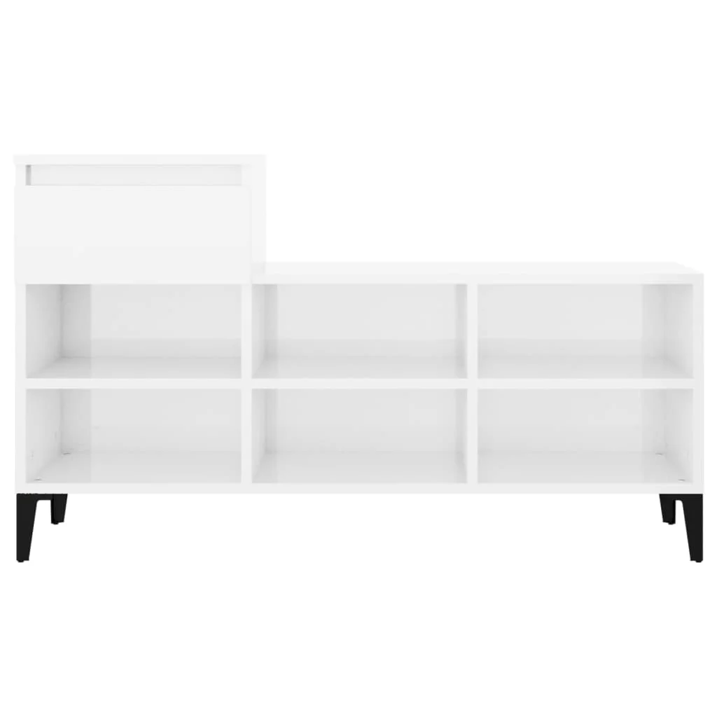 Botník lesklý biely 102x36x60 cm spracované drevo