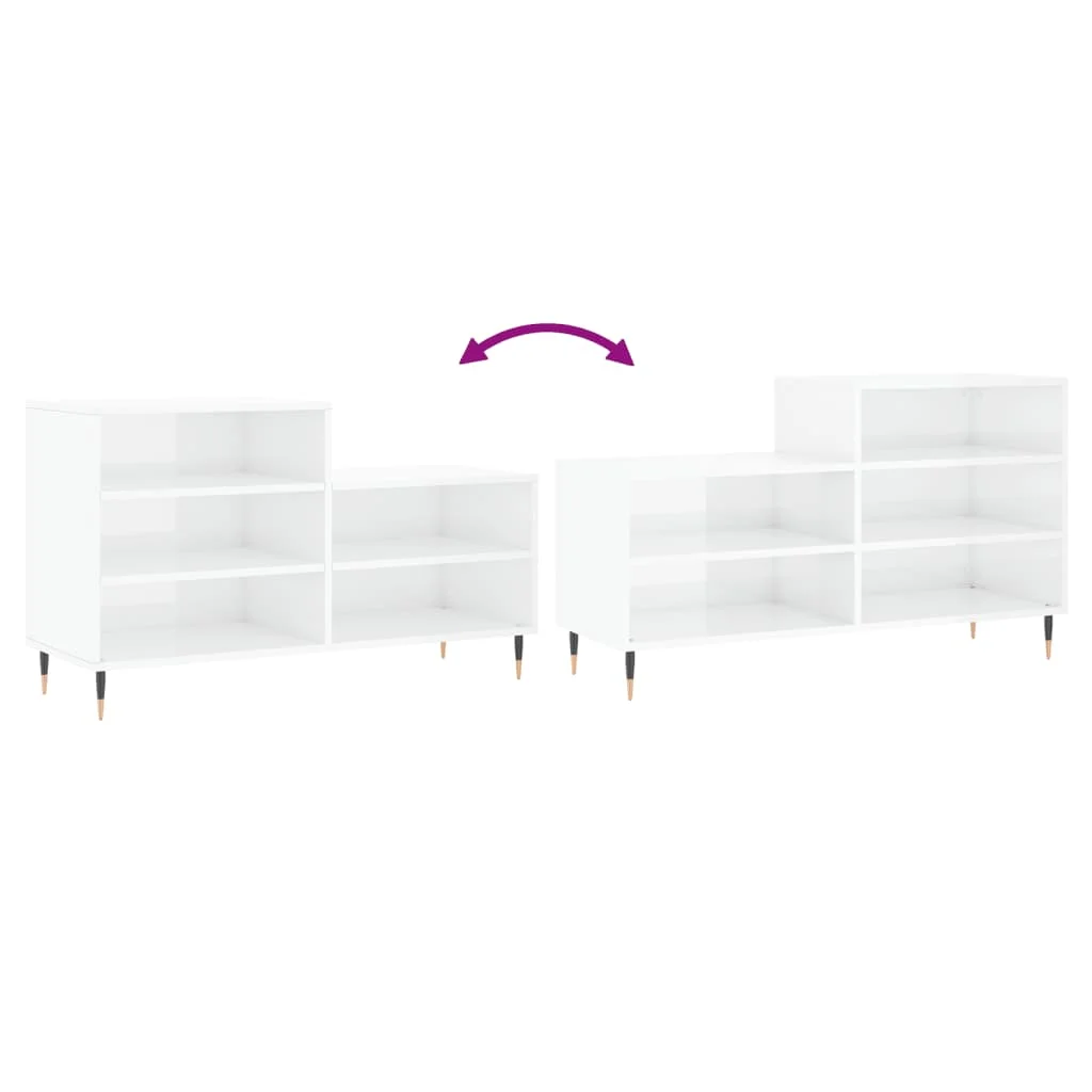 Botník lesklý biely 102x36x60 cm spracované drevo