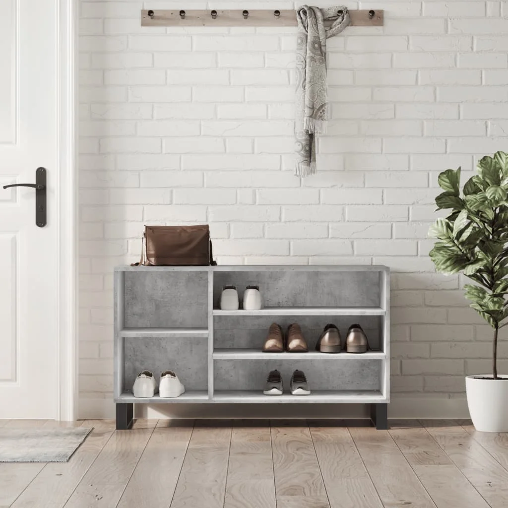 Botník betónovo sivý 102x36x60 cm spracované drevo
