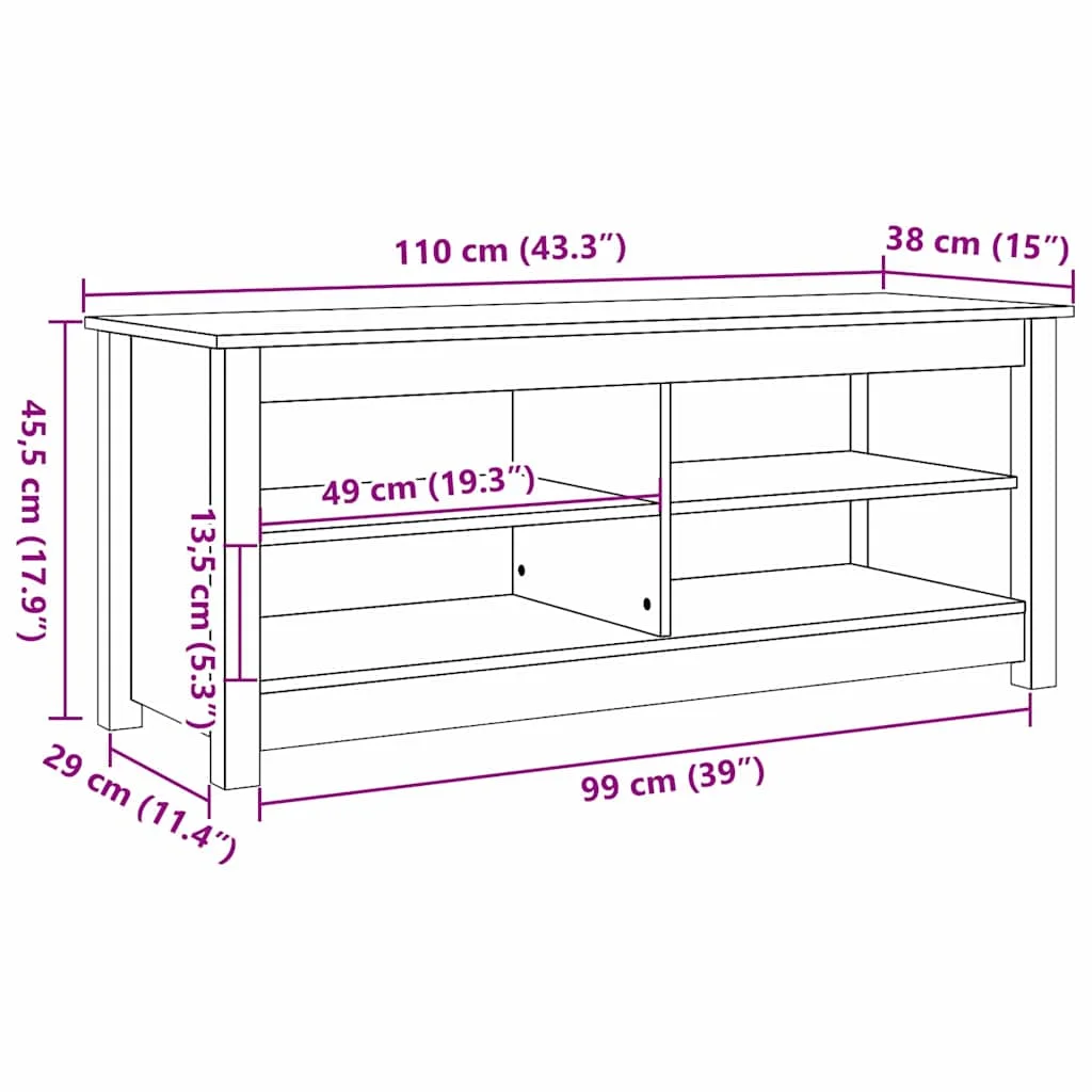 Úložná lavička s poličkou Včelí hnedý 110 x 38 x 45,5 cm