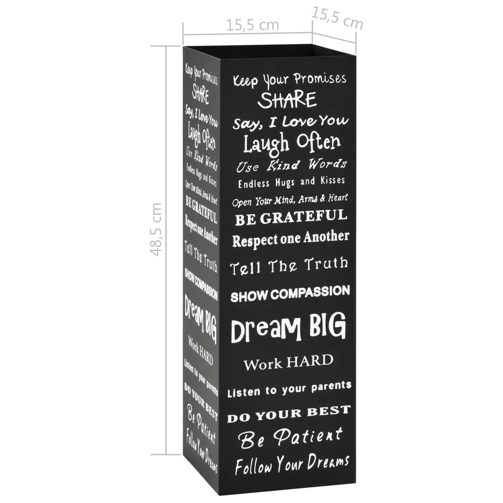 Stojan na dáždniky s textom oceľový čierny 