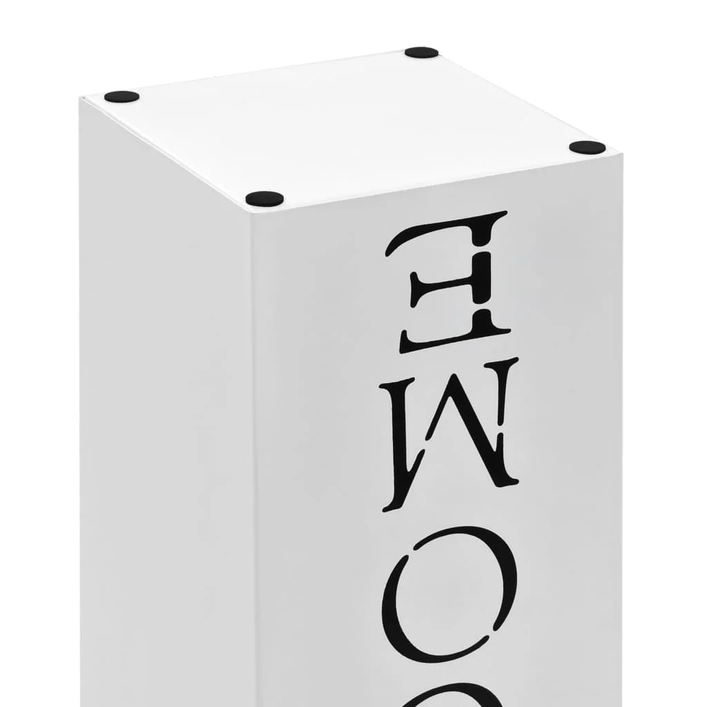 Stojan na dáždniky, nápis Welcome oceľový biely 