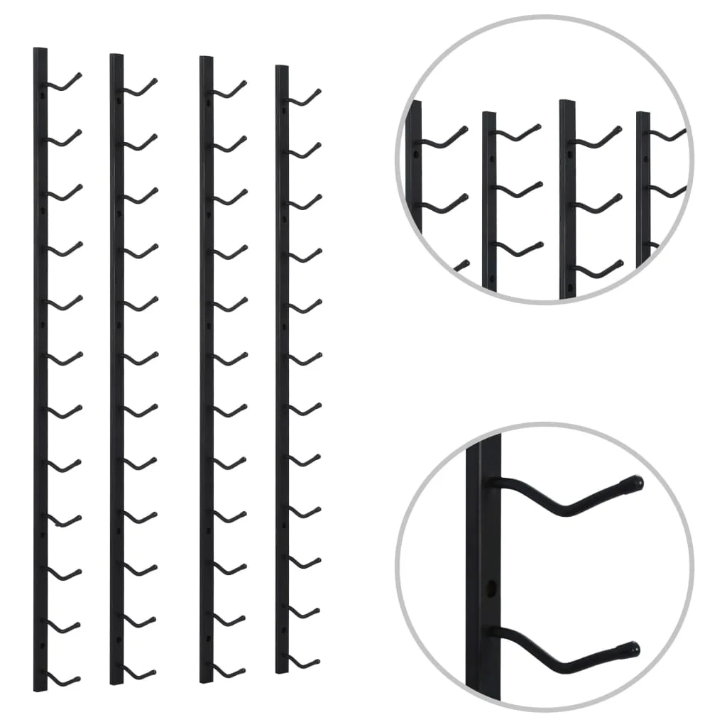 Nástenné stojany na víno na 12 fliaš 2 ks čierne železné