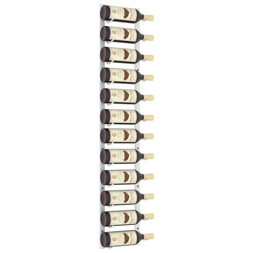 Nástenný stojan na víno na 12 fliaš biely železný