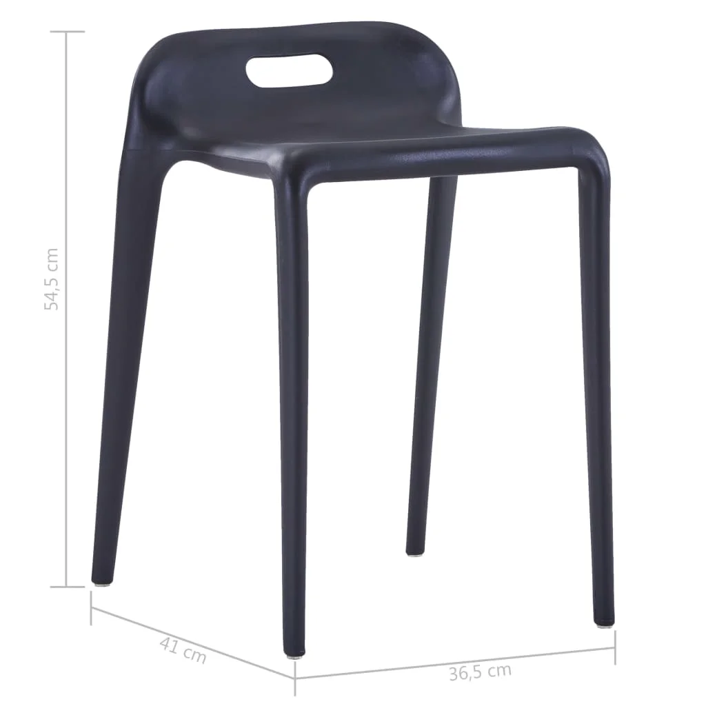 Stohovateľné stoličky 4 ks čierne plastové
