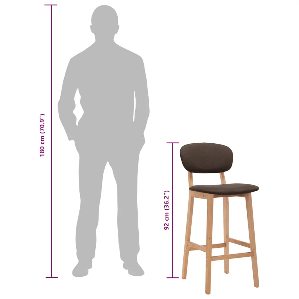 Barové stoličky 2 ks hnedé látkové