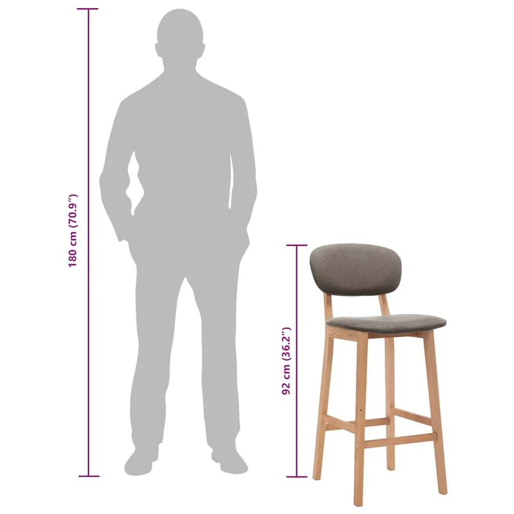 Barové stoličky 2 ks sivohnedé látkové