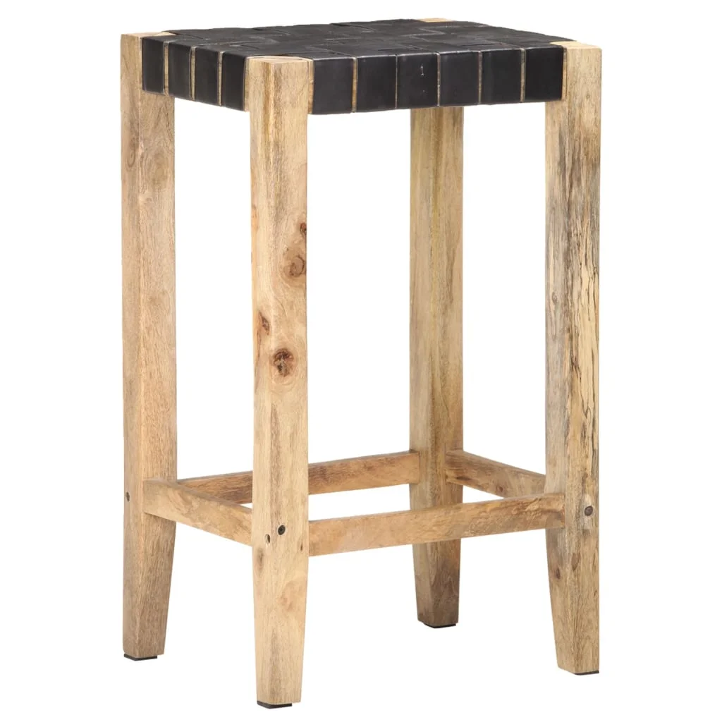 Barové stoličky 2 ks čierne pravá koža 75 cm