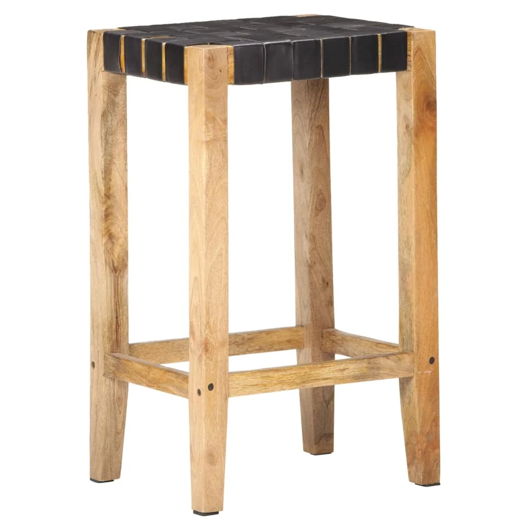 Barové stoličky 2 ks čierne pravá koža 75 cm