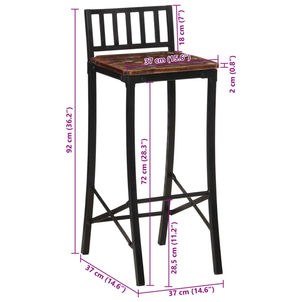 Barové stoličky 4 ks recyklovaný masív